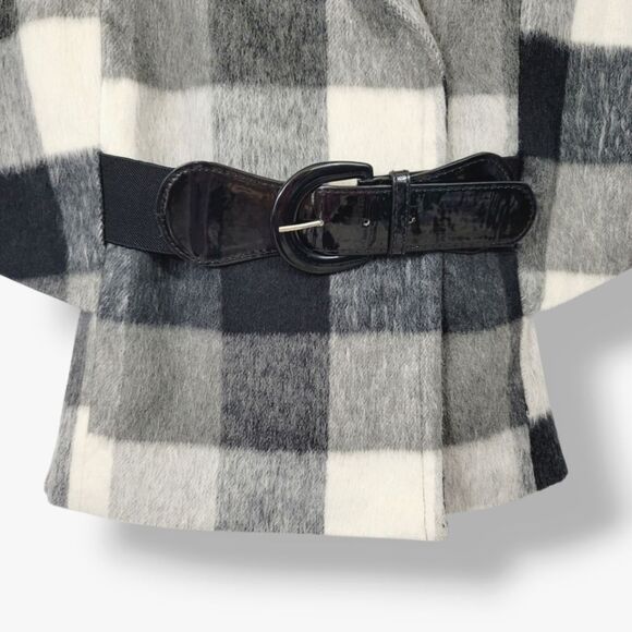 ALYX Wool Blend Buffalo Plaid Belted Capelet Cape Jacket in Black Size Small - Picture 6 of 13